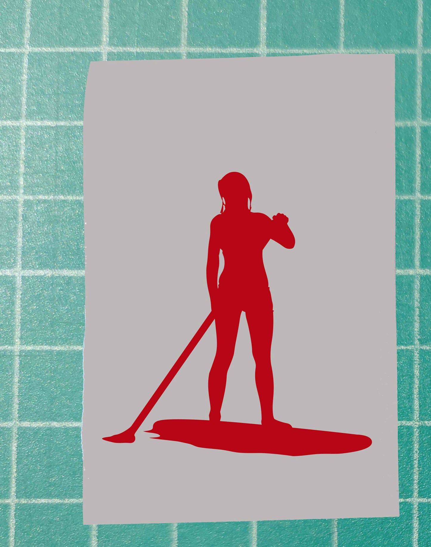 Woman Standing Paddle Boarding Vinyl Silhouette Sticker