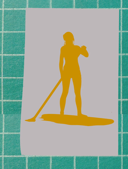 Woman Standing Paddle Boarding Vinyl Silhouette Sticker
