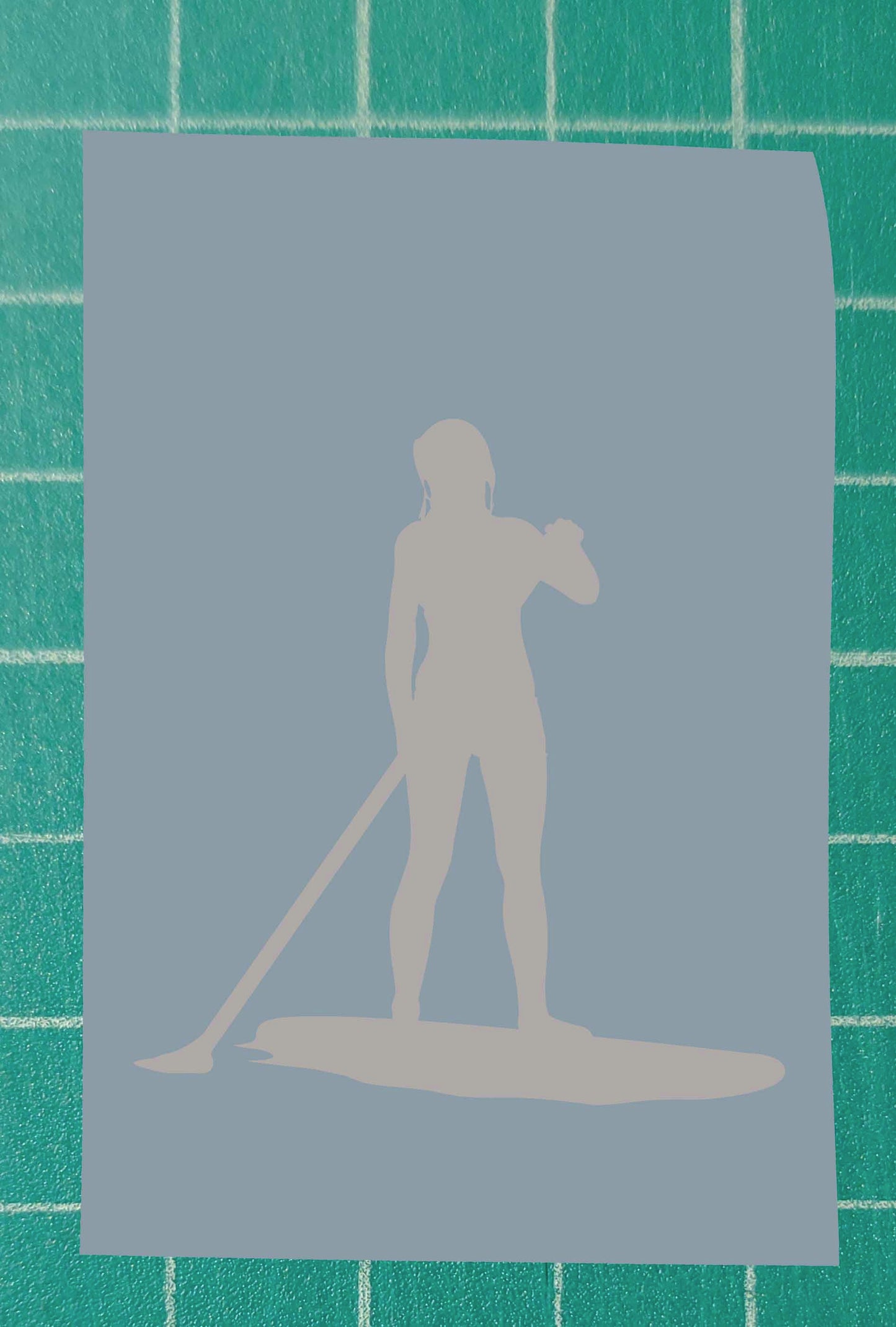 Woman Standing Paddle Boarding Vinyl Silhouette Sticker