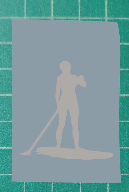 Woman Standing Paddle Boarding Vinyl Silhouette Sticker