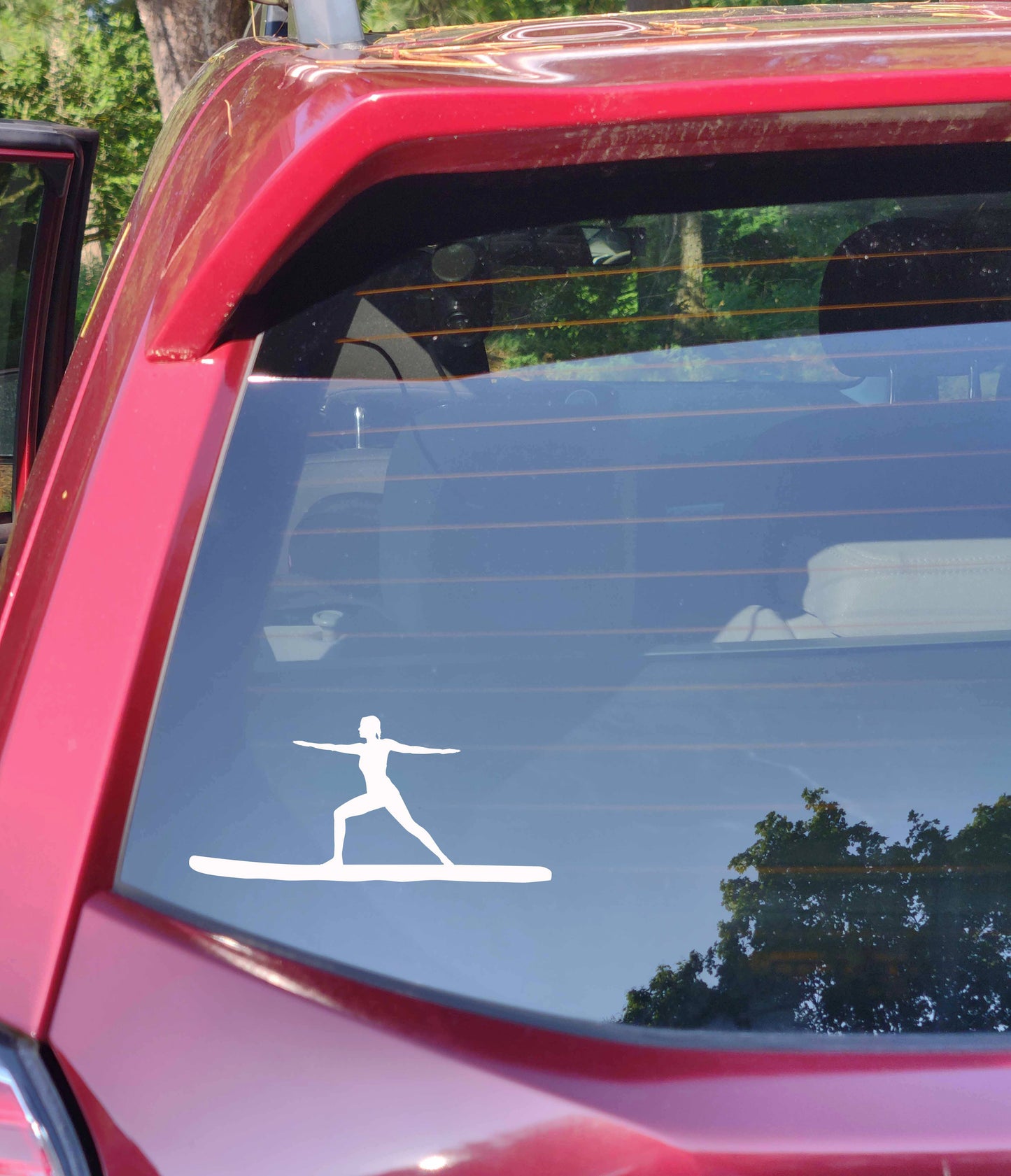 Woman Practicing the Warrior Yoga Paddling Boarding Vinyl Silhouette Sticker