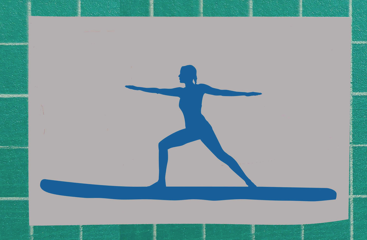 Woman Practicing the Warrior Yoga Paddling Boarding Vinyl Silhouette Sticker