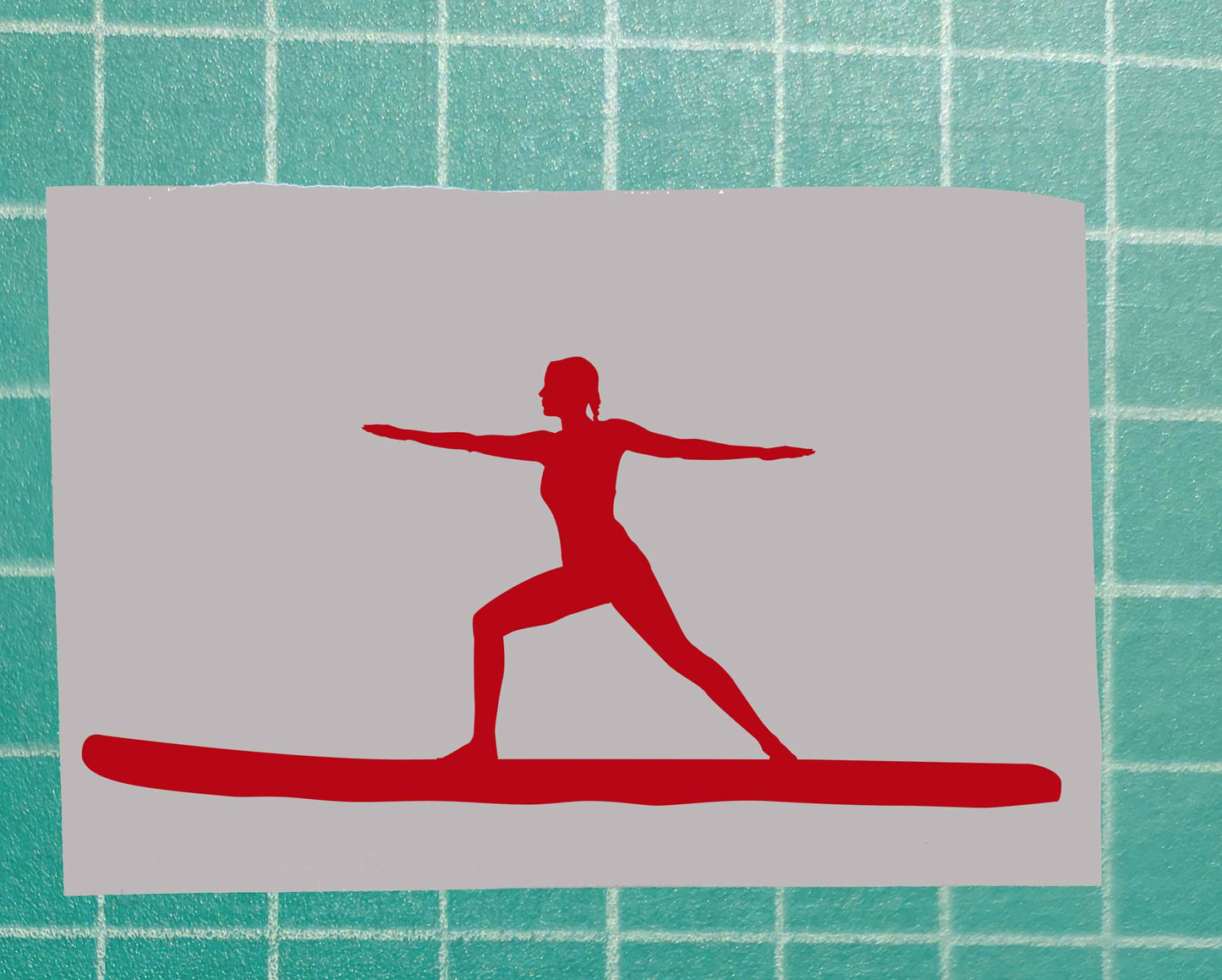 Woman Practicing the Warrior Yoga Paddling Boarding Vinyl Silhouette Sticker