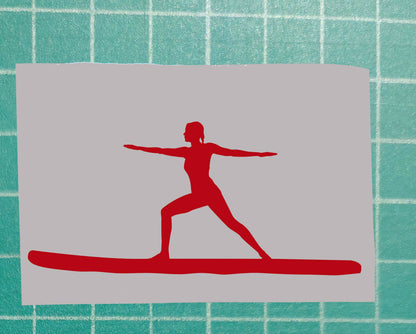 Woman Practicing the Warrior Yoga Paddling Boarding Vinyl Silhouette Sticker