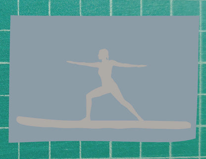 Woman Practicing the Warrior Yoga Paddling Boarding Vinyl Silhouette Sticker
