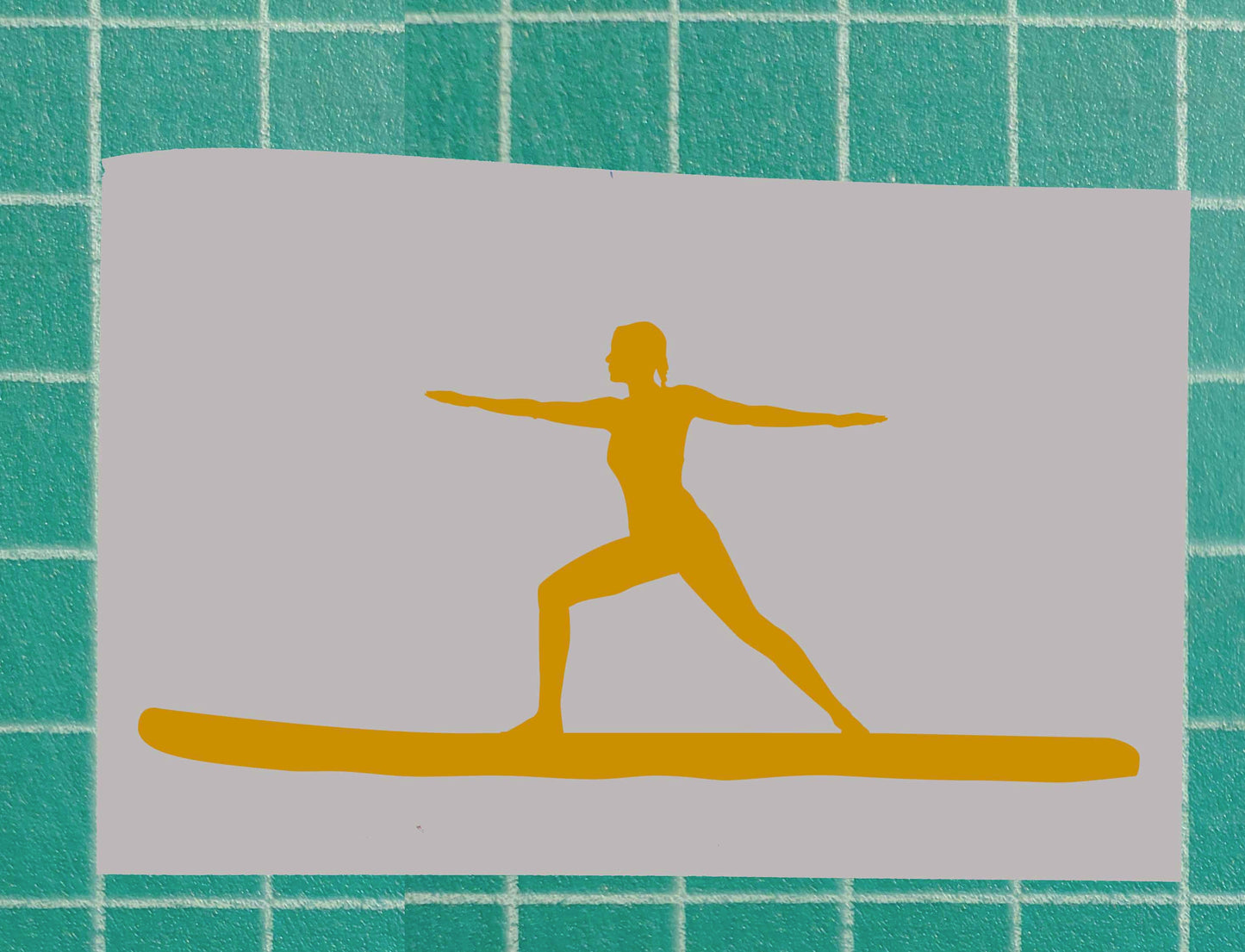 Woman Practicing the Warrior Yoga Paddling Boarding Vinyl Silhouette Sticker