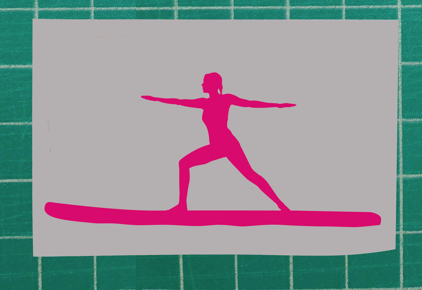 Woman Practicing the Warrior Yoga Paddling Boarding Vinyl Silhouette Sticker