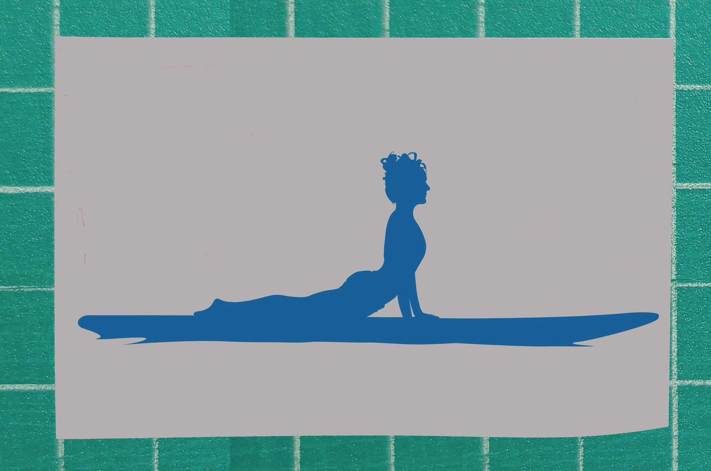 Woman practicing Cobra yoga pose on Paddle Board, Vinyl Silhouette sticker