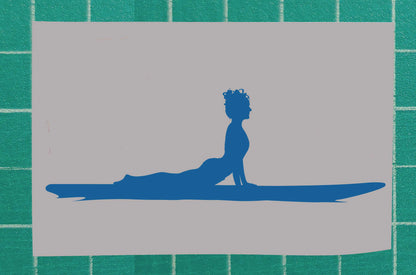 Woman practicing Cobra yoga pose on Paddle Board, Vinyl Silhouette sticker