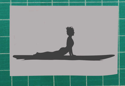 Woman practicing Cobra yoga pose on Paddle Board, Vinyl Silhouette sticker