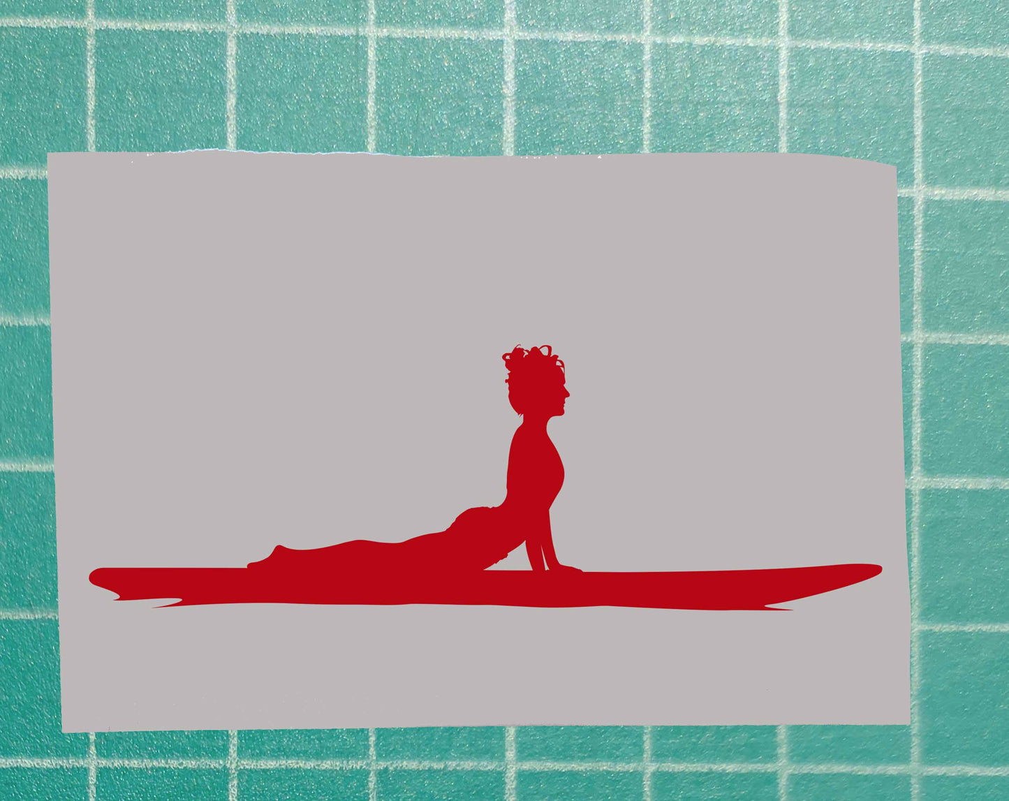 Woman practicing Cobra yoga pose on Paddle Board, Vinyl Silhouette sticker