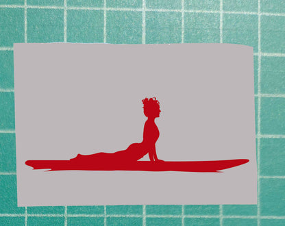Woman practicing Cobra yoga pose on Paddle Board, Vinyl Silhouette sticker