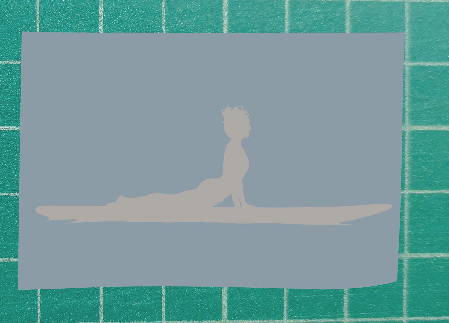 Woman practicing Cobra yoga pose on Paddle Board, Vinyl Silhouette sticker