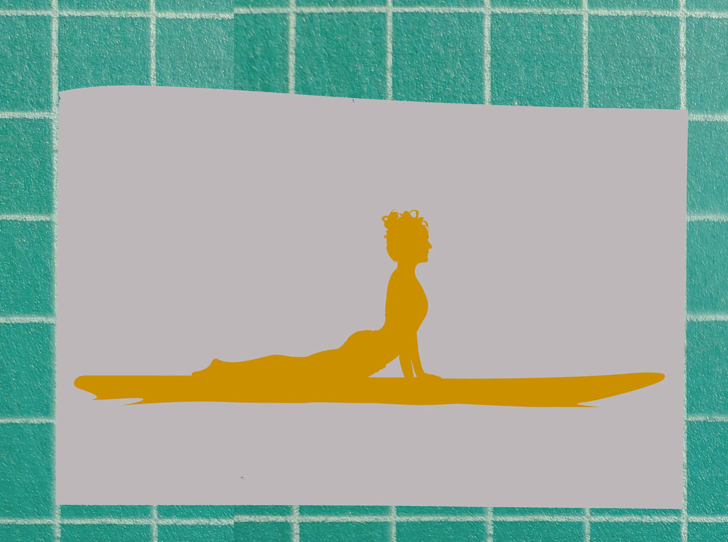 Woman practicing Cobra yoga pose on Paddle Board, Vinyl Silhouette sticker