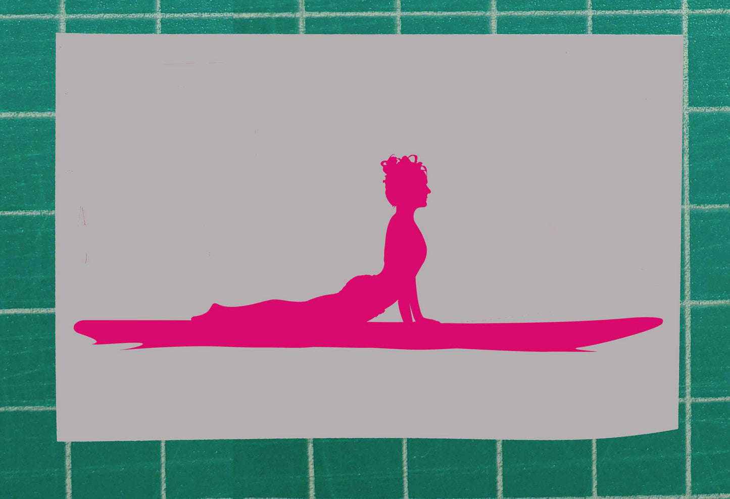 Woman practicing Cobra yoga pose on Paddle Board, Vinyl Silhouette sticker