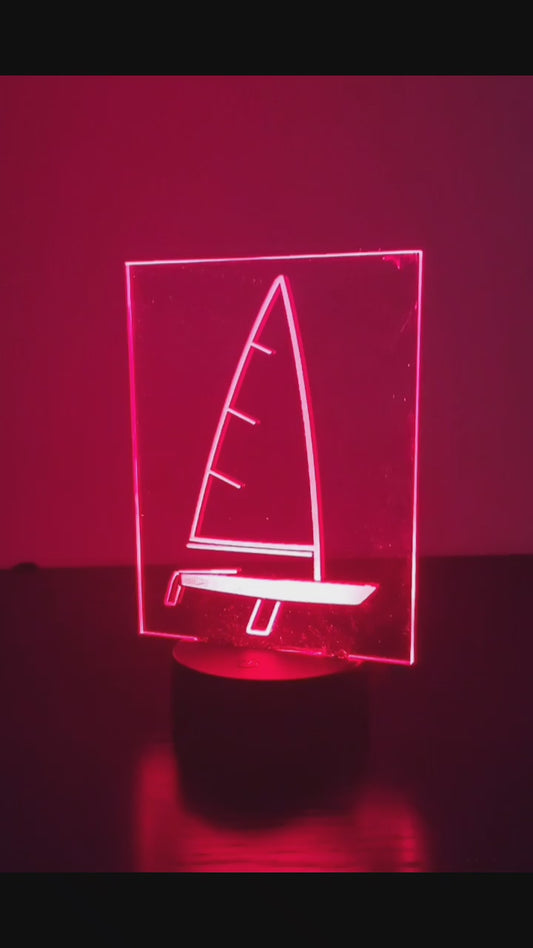 Laser outline sailboat LED nightlight / desk light